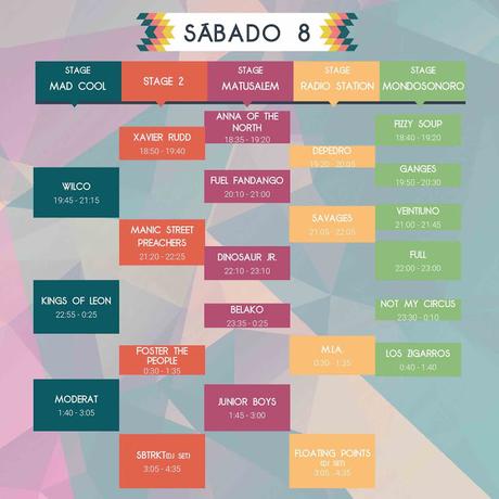 Horarios Mad Cool Festival 2017, Sábado 8 de Julio