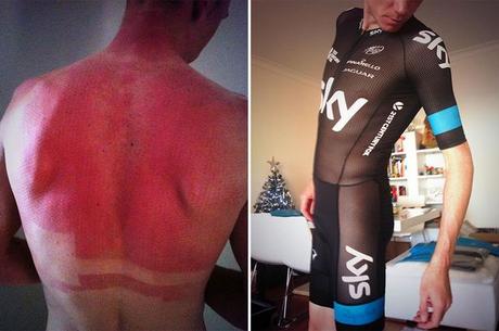 Las quemaduras del sol en la bicicleta