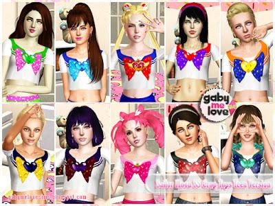 Sailor Moon SS Crop Tops Teen Version (Sims 3)