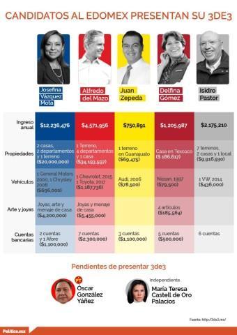 Declaración patrimonial de lo candidatos del Estado de México