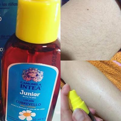 Aclarante vello corporal, vello corporal, pediatrico, camomilia, intea, cubrevello junior, 
