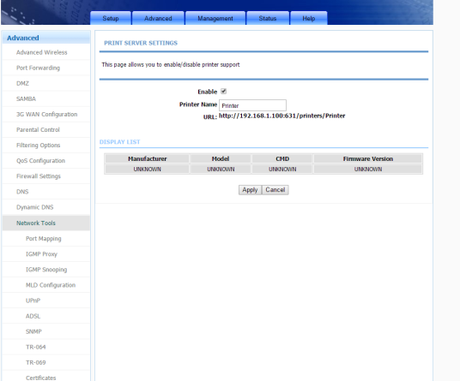 Router home-station como servidor de impresion