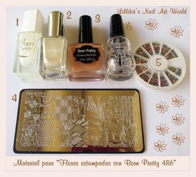 Flores estampadas con Born Pretty 486 y regalitos de @nailstodream :-)