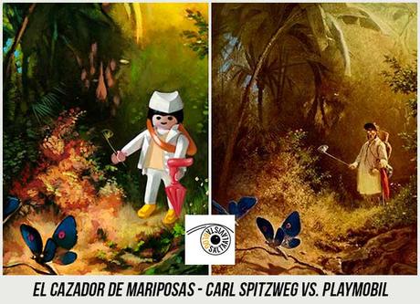 Cuadro-El-Cazador-de-Mariposas-de-Carl-Spitzweg-Hecho-con-Playmobil