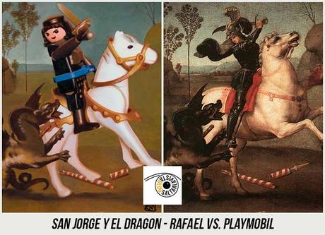 Cuadro-San-Jorge-y-el-Dragon-de-Rafael-Hecho-con-Playmobil