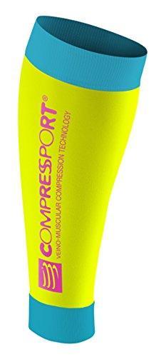 Compressport R2 - Pantorrillera unisex, color amarillo fluor, talla 2