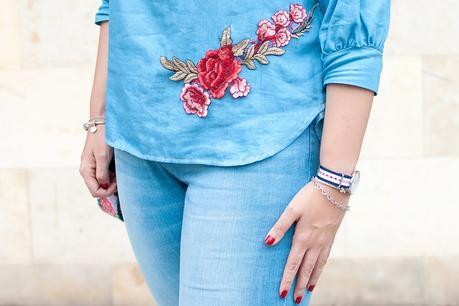 Embroidered denim