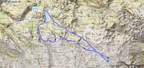 Mapa de la ruta al Cantu Ceñal y Cabeza la Forma desde el Lago Ercina