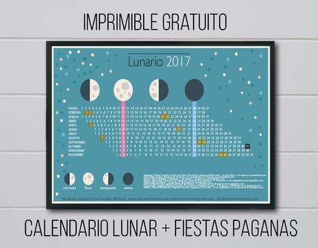 Lunario. Calendario Lunar 2017. Imprimible gratuito.