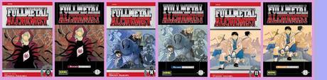 portadas de los cómics 13, 14 y 15 de Fullmetal alchemist