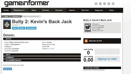 Se filtra supuesto Bully 2 Kevin's Back Jack para PS4 a finales de año