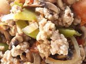 Espirales espelta pollo, cebolla, pimiento verde champiñones (express)