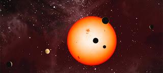 Ilustración artística del sistema conocido como Kepler 11, uno de los tantos sistemas múltiples descubiertos por el telescopio Kepler