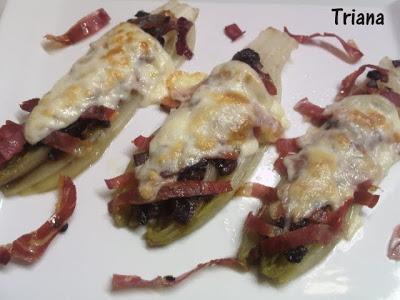 Endivias gratinadas con jamón curado 