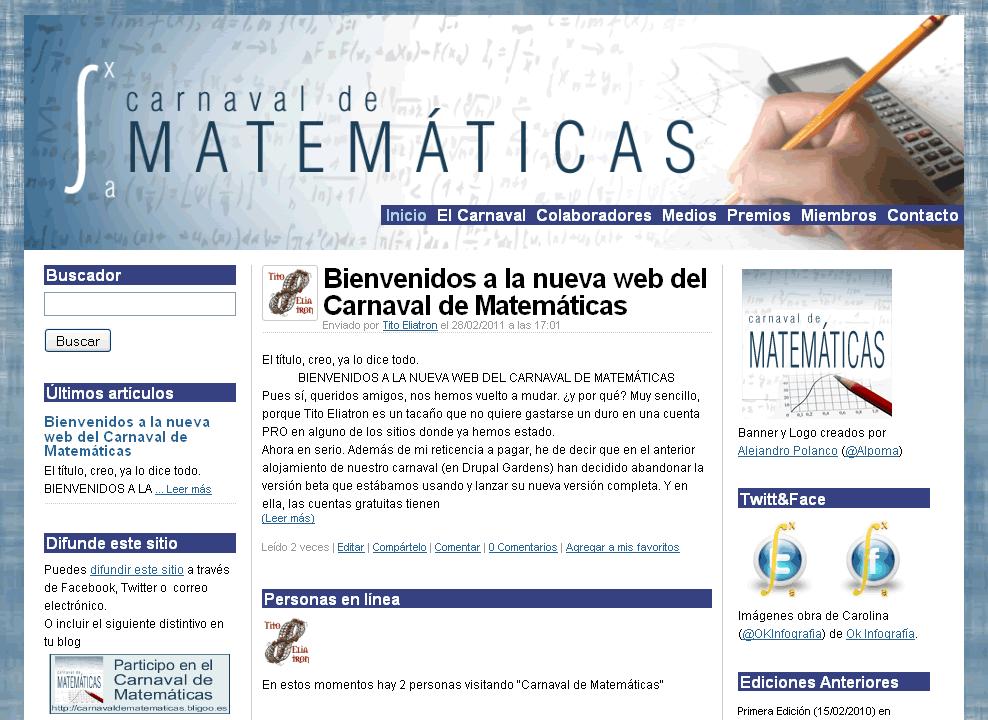 Nueva web del Carnaval de Matemáticas