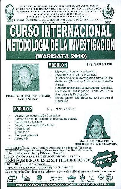 Metodología de la Investigación en el contexto del proyecto de Ley de Educación Avelino Siñani - Elizardo Pérez