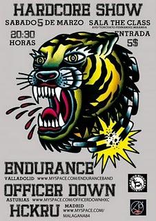 Endurance, Officer Down y HCKRU en concierto en el Bola 8: