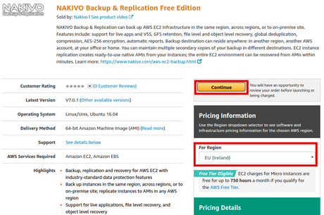 AMI Nakivo backup & Replication AWS