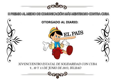 Diario español “El País” gana el premio a medio más mentiroso contra Cuba