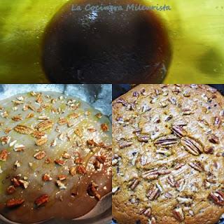 Bizcocho de vino tinto miel y canela con nueces de pecan