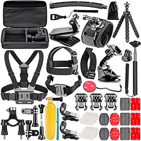 Neewer 50-in-1 - Acción Kit de accesorios de cámara para GoPro Hero Session / 5 Hero 1 2 3 3+ 4 5 SJ4000 5000 6000 DBPOWER AKASO VicTsing APEMAN WiMiUS Rollei QUMOX Lightdow Campark Y Sony Deportes DV y más
