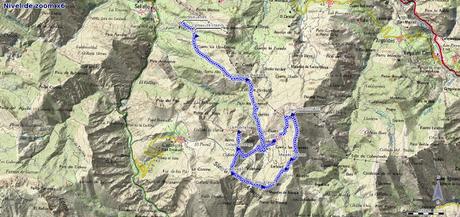Mapa de la Ruta al Pierzu y la Huérfana desde Priesca