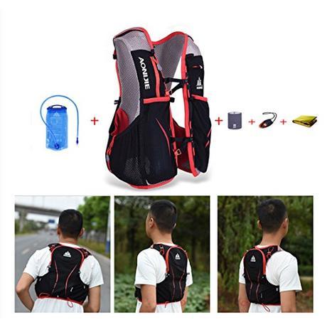 AONIJIE 5L bolsas de mochila de nailon impermeable, para maratón, ciclismo, running chaleco, bolsa de deporte + bolsa de agua de hidratación de 1,5 L, L/XL