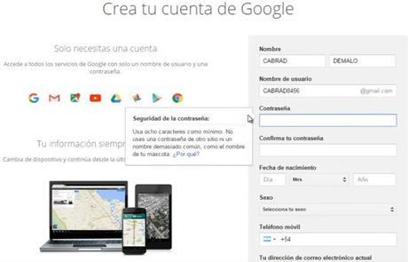 Registrarse en Gmail