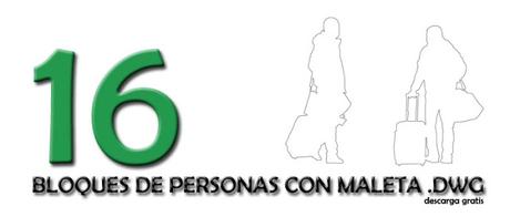 11 bloques para descargar .dwg. Silueta de personas con maleta