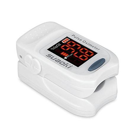 Suaoki - Pulsioxímetro de Dedo Oxímetro Pulsómetro Digital (Pantalla LED, Medidor de Sangre Oxígeno, Frecuencia Cardíaca, Para Adultos y Ninos, con Caso Protector) Blanco