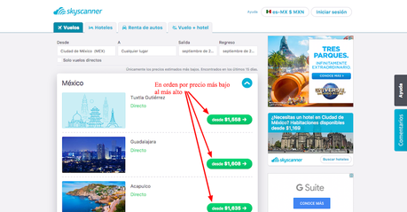 Buscador de vuelos Skyscanner