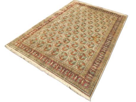 Tradicional hecha a mano alfombra serie Hereke, seda, color blanco