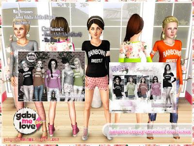 Rainbows Sweetly Sweatshirt Teen Version ~ Asian Fashion (Sims 3)