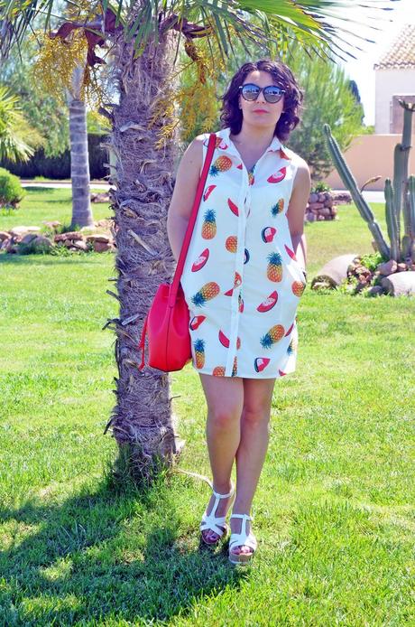 Vestido de estampado de frutas