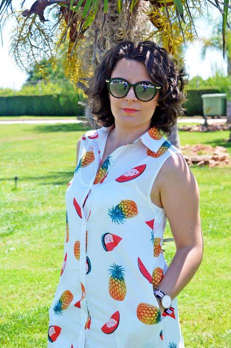 Vestido de estampado de frutas