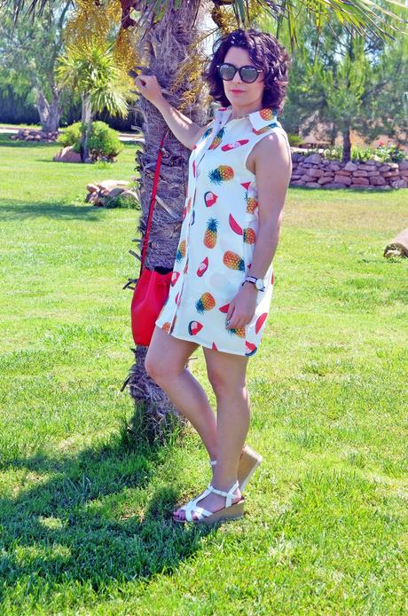 Vestido de estampado de frutas