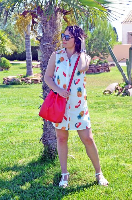 Vestido de estampado de frutas