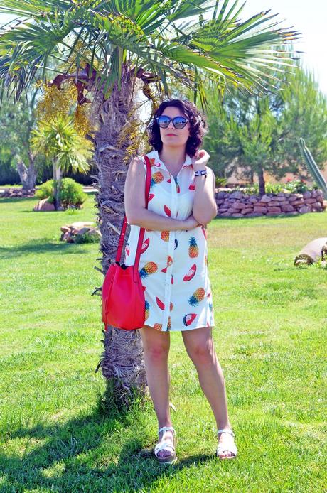 Vestido de estampado de frutas