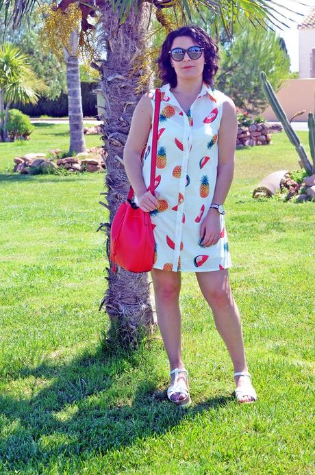 Vestido de estampado de frutas