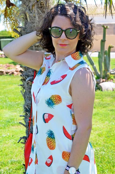 Vestido de estampado de frutas