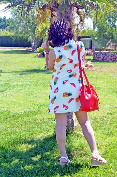 Vestido de estampado de frutas