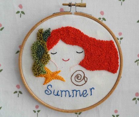 Patrón gratuito de bordado ruso: Verano / Free punch needle embroidery pattern: Summer