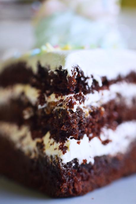 Tarta de chocolate y dulce de leche.