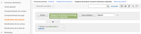 Filtro avanzado en informe de Google Analytics