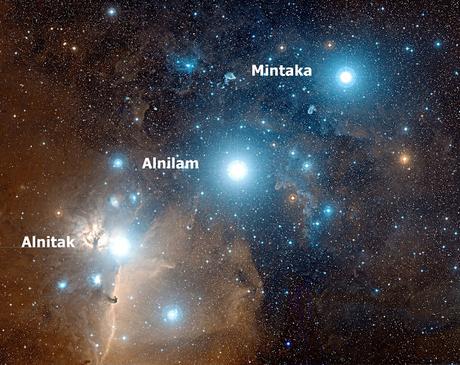 Alnitak, Alnilam, Mintaka. Las estrellas del cinturon de Orión