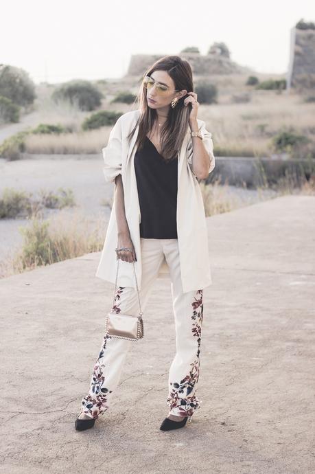 WHITE FLORAL PANTS-ZARA