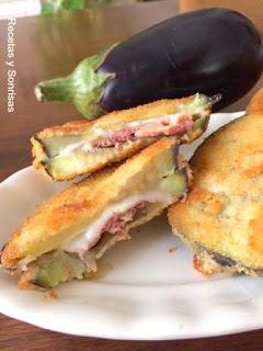 BOCADILLOS DE BERENJENA, JAMON Y QUESO