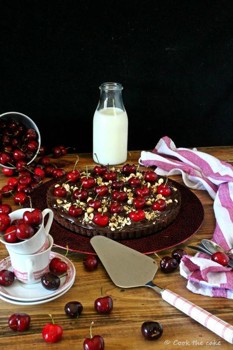 cherry-chocolate-tart, tarta-de-cerezas-chocolate-y-avellanas