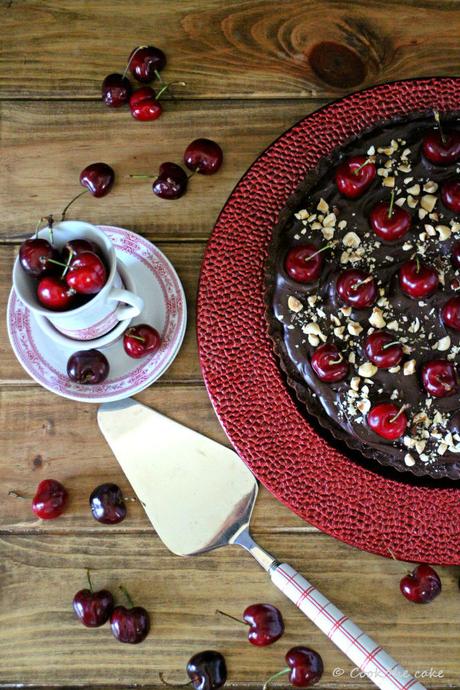 cherry-chocolate-tart, tarta-de-cerezas-chocolate-y-avellanas