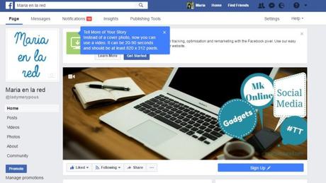 Video de portada Facebook Maria en la red